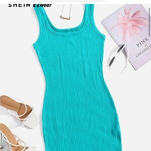 Turquoise Ribbed Dress